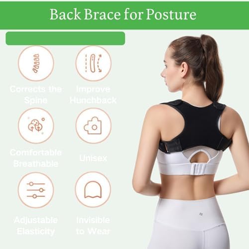 Posture Corrector for Women and Men, Adjustable Back Brace for Men, Back Support Brace, Straightener Posture Corrector, Relief for Upper and Lower, Lumbar, Neck, Shoulder Pain