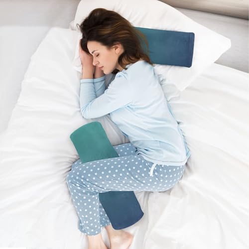 Bolster Pillow Cotton Memory Foam Neck Roll Pillow Round Pillow for Chair Small Round Cushion Cervical Support Blue Gradient