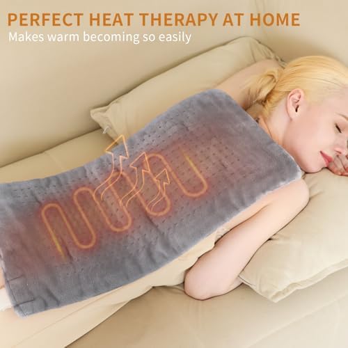 Massaging Weighted Heating Pad for Back Pain Relief,20"*24",Light Grey