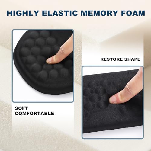 Ergonomic Mouse Pad and Keyboard Wrist Rest with Massage Design, Space-Saving Mouse Pad Wrist Support, Memory Foam Wrist Rest with Non-Slip PU Base for Computer Desk, Black