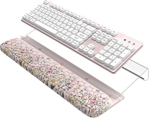 HAOCOO Keyboard Stand with Wrist Rest, Ergonomic Wrist Rest Office Desk Accessorie, 3-Level Height Adjustment Acrylic Keyboard Riser, Easy Typing Wrist Support for Computer