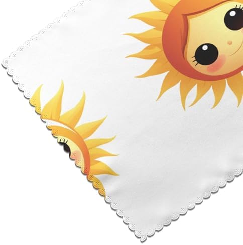 Cartoon Sun Stretching Pattern Placemats Set of 6 - Dining Table Heat Resistant Table Set Mat for Home & Kitchen Decor