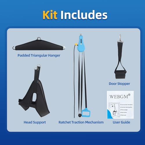 Cervical Traction Device Neck Stretcher Hammock, Over The Door Posture Corrector for Physical Therapy, Back Stretcher Neck Pain Arthritis