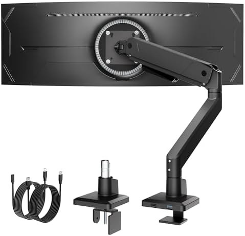 monTEK Single Monitor Arm for Max 45 Inch Ultrawide Screens, Holds 35 Lbs