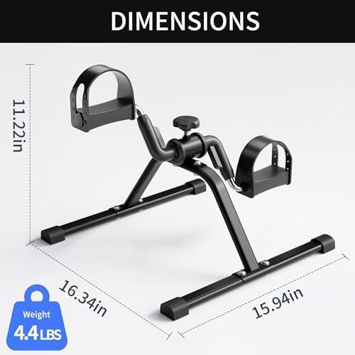 Pedal Exerciser Mini Stationary Cycle with Adjustable Resistance, Under Desk Bike for Home Exercise Equipment, Lightweight and Compact