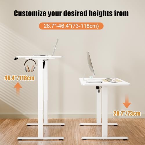 ERGOMAKER 47"x24" Standing Desk, Height Adjustable Sit-Stand Office, White