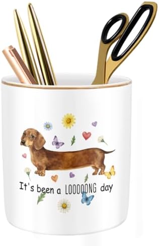 Large Capacity Ceramic Pen Holder, Dachshund