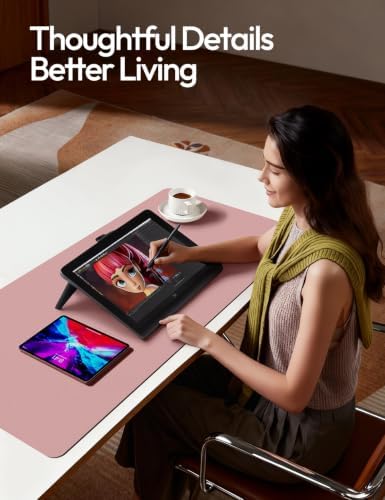 YSAGi Leather Desk Protector, Office Mat, Large Mouse Mat, Non-Slip PU Leather Blotter, Laptop Pad, Waterproof Writing Pad for Office and Home (Pale Mauve, 47.2" x 23.6")