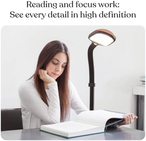 Brightech Litespan - LED Floor Reading Lamp, Modern Wooden Style, Adjustable Gooseneck, 850-950 Lumens, 12W, 3-Year Warranty