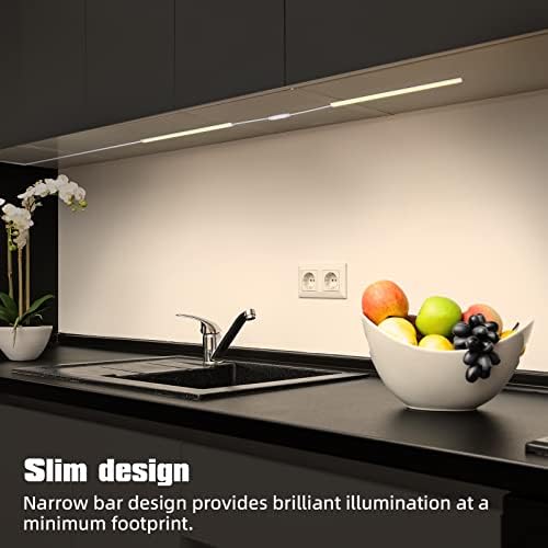 LED Under Cabinet Lighting, 2pcs x 12 Inch Dimmable, USB Plug-in Under Counter Lights with Memory Function, Natural White 4000K