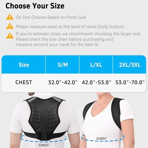 Posture Corrector for Women and Men Upper Back Brace Support Straightener Adjustable Mid Scoliosis Lower Pain Comfortable Relief Hunchback Slouching Kyphosis Invisible Under Fully Black XXL/XXXL