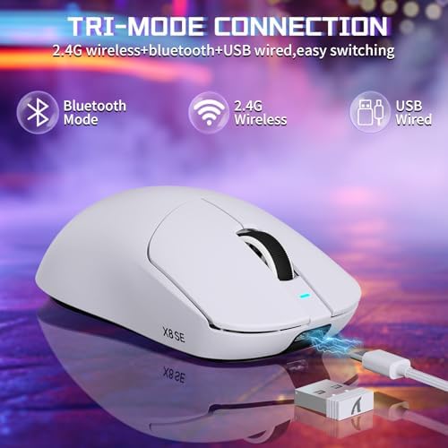 ATTACK SHARK X8 SE Tri-Mode Wireless Gaming Mouse Ergonomic 59g Lightweight