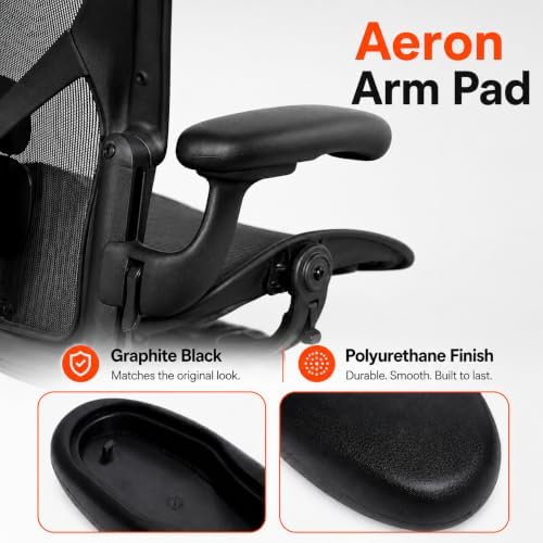 Office Chair Arm Pads for Aeron Chair Graphite, Polyurethane, 2 Pack