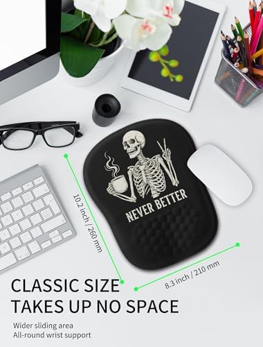Hokafenle Ergonomic Wrist-Hugging Mouse Pad Wrist Support, U-Shaped Holding Wrist Rest Mousepad for Carpal Tunnel Pain Relief with Cushioned Memory Foam Slope Massage Bulge (10.2x8.3 in,Never Better)