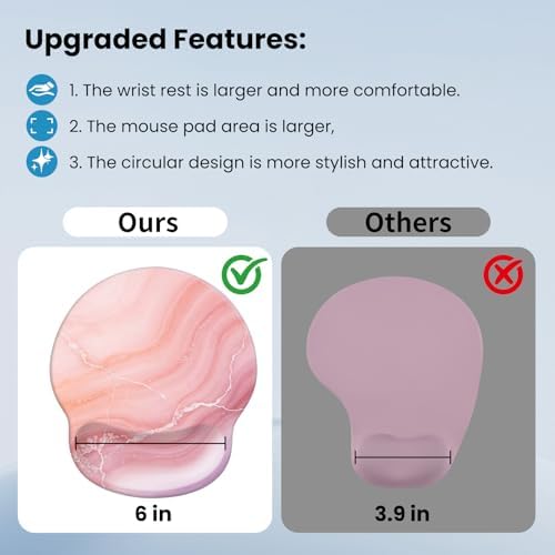 Mouse pad with Wrist Rest,Relieving Pain Memory Foam Computer pad, Ergonomic Desktop Mouse, Silicone Material Mouse pad, with Non-Slip PU Base (Marble)