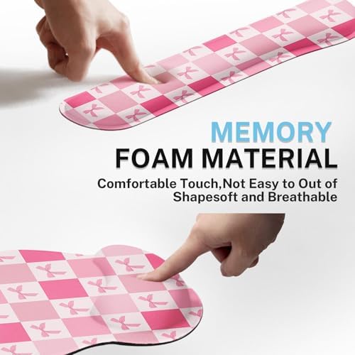 Britimes Ergonomic Mouse Pad Set with Wrist Rest, Pink Bow