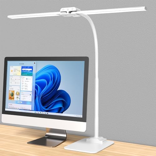 LED Desk Lamp Double Light: 1200LM Desk Light Base for Home Office, White