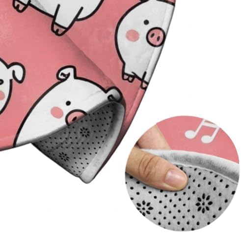 Fashion Round Area Rug Large Non Slip Carpet Unisex Home Decor Mat Cute Pink Pig