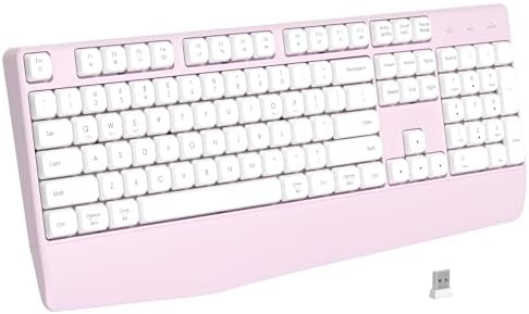 Links9+ Ergonomic Wireless Bluetooth Keyboard with Wrist Rest(Pink)