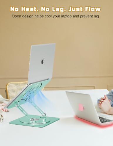 Adjustable Rotating Laptop Stand for Desk, Aluminum Riser, Green
