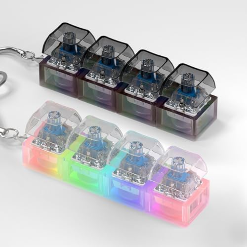 2 Pcs LED Keyboard Fidget Toy for Adults, Fidget Keyboard Clicker Keychain