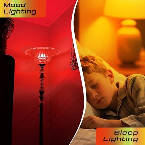 Amber Light Bulb 1800k and 625nm Red Light Bulbs, 1pcs amber+1pcs Red, 3W