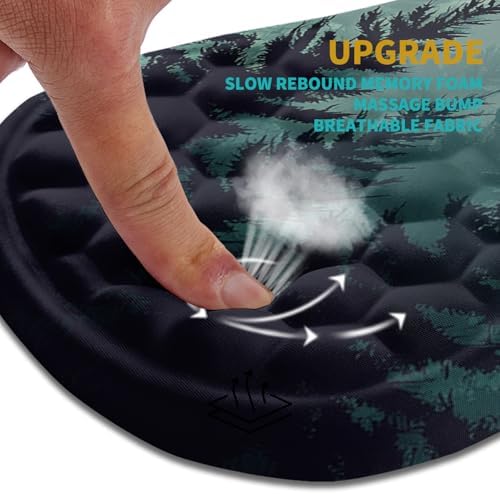 Hokafenle Ergonomic Mouse Pad Wrist Support, Wrist Rest Mousepad for Carpal Tunnel Pain Relief with Integrated Memory Foam Slope Massage Bulge (11.8x7.9 inch,Forest