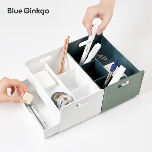 BLUE GINKGO Portable Desk Organizer, Green, Made in Korea