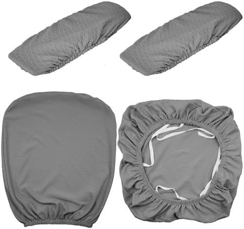 Tallew 4 Pcs Office Chair Covers Set Computer Armrest Slipcover Seat, Gray
