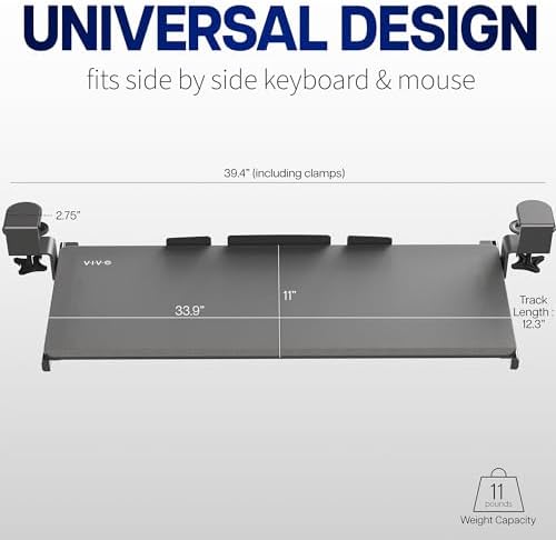 VIVO White Extra Large Clamp-on 34 x 11 in Keyboard Tray, MOUNT-KB15EW