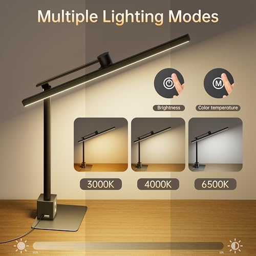 deeloop LED Desk Lamp, 2-in-1 Clamp Light, CRI95+, Asymmetric Lighting
