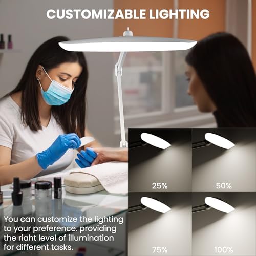 3000 Lumens Adjustable LED Desk Lamp & Task Lamp - Bright, Dimmable Lighting for Office, Crafts, Nails &Salon with Clamp (CCT, White)