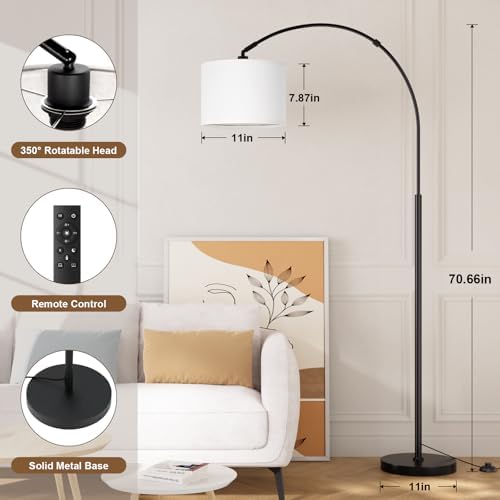 Ambimall Dimmable Arc Floor Lamp with Remote, Color Temp Adjustable