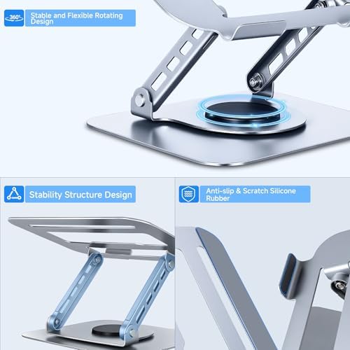 Leeboom 360° Rotating Laptop Stand, Aluminum Riser with Ergonomic Design