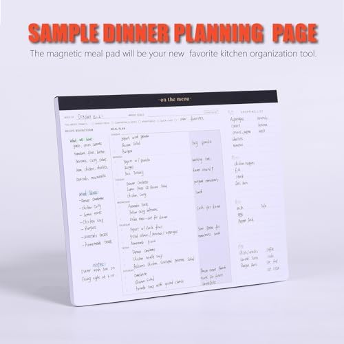 Weekly Meal Planner w/ Recipes & Grocery List-Magnetic Notepad for Fridge
