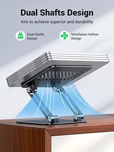 UGREEN Tablet Stand Holder for Desk Dual Rod Support Aluminum Tablet Holder Adjustable Multi-Angle Home Office Accessories Compatible with iPad Pro 13 12 11 10.5 Air Mini 5 4 3 2 Phone E-Reader Black