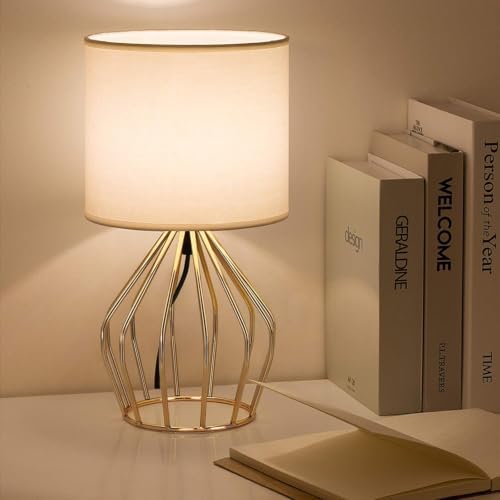 HAITRAL Gold Table Lamp - Modern Style Desk Lamp,13.8Inch,E26 Base