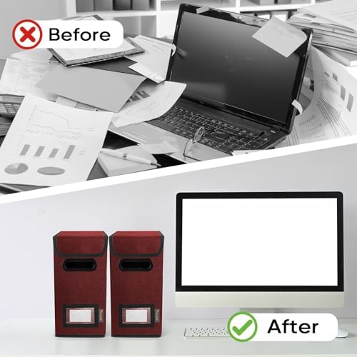 BALEINE File Organizer Box with Lid, Collapsible Hanging File Storage Box