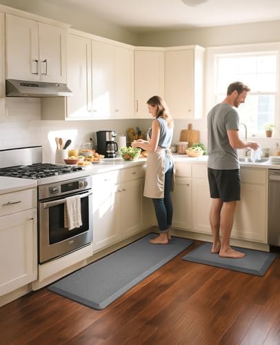 Ophanie Kitchen Mats for Floor 20x32 & 20x70 Grey