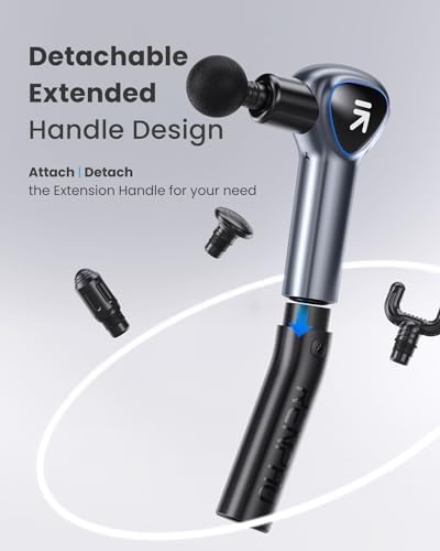 Renpho Massage Gun Deep Tissue, Back Massager for Pain Relief with Long Extension Handle, Percussion Handheld Mini Muscle Massagers Cordless for Athletes Neck, Reach