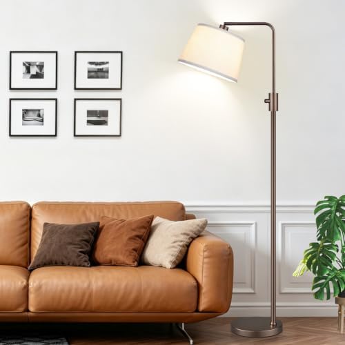 Nintiue [Upgraded] Dimmable Floor Lamp, 1000 Lumens LED Edison Bulb Included, Modern Arc Standing Tall Brown Floor Lamp for Living Room Bedroom Office Dining Room