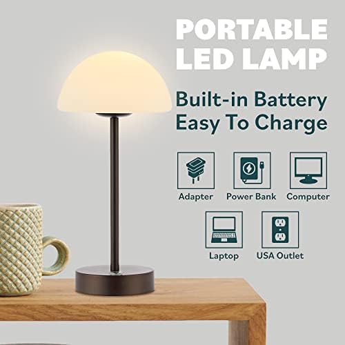 JONATHAN Y Xavier 12.5" Metal Cordless LED Table Lamp, Oil Rubbed Bronze