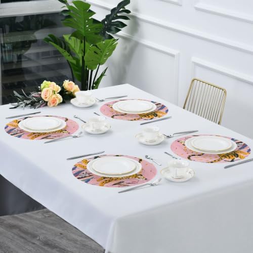 ALAZA Leopard Stretching Out Round Placemats 1 Pack