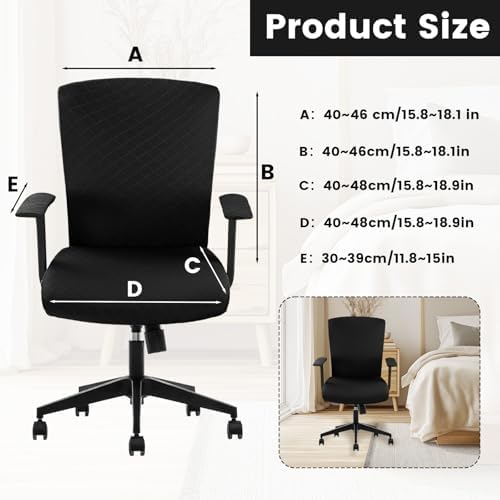 Office Chair Covers Set, Stretch Seat Covers for Chairs Cushion, Computer Chair Cover with Armrest Covers, Gaming Chair Cover Accessories Slipcovers Pads Office Cushion Backrest(Black)