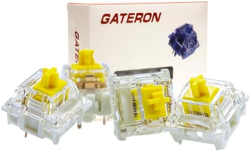 Gateron 70Pcs Pre lubed G pro V3.0 MX Mechanical Gaming Keyboard Split Tactile 50gf Switches,POM Stem Linear RGB SMD Switches 3 pin (Yellow)