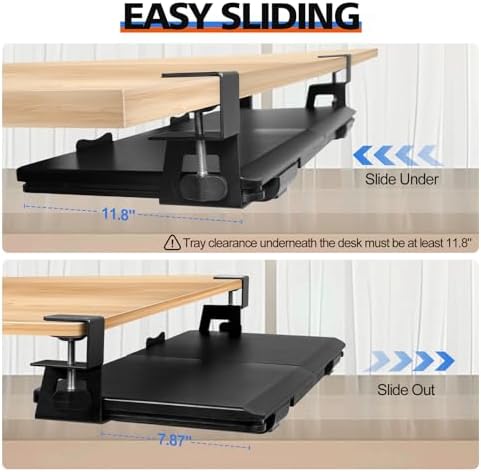 27" x 12" Large Keyboard Tray Under Desk with Storage Drawer