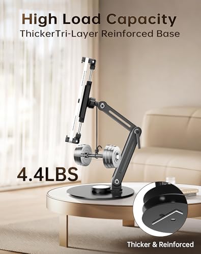 Portable Monitor Stand Desk Holder- Large Clamp Support up to 12.9 14.6 15.6 18.5 inch 360° Rotating Base Swivel for iPad Pro/Mini/Air/Surface Strong Bearing Weight Over 5.5lbs (Up to 17.3'')