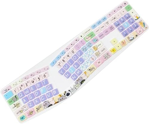 Silicone Keyboard Cover Compatible with Logitech Ergo K860 Ergonomic Keyboard US Layout, Logitech K860 Accessories, Cute Cat