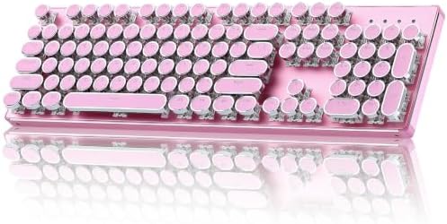 YUNZII QL108 Typewriter Mechanical Gaming Keyboard, Pink