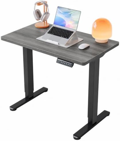 HUANUO 32x19 Inch Small Electric Standing Desk, Adjustable, Grey